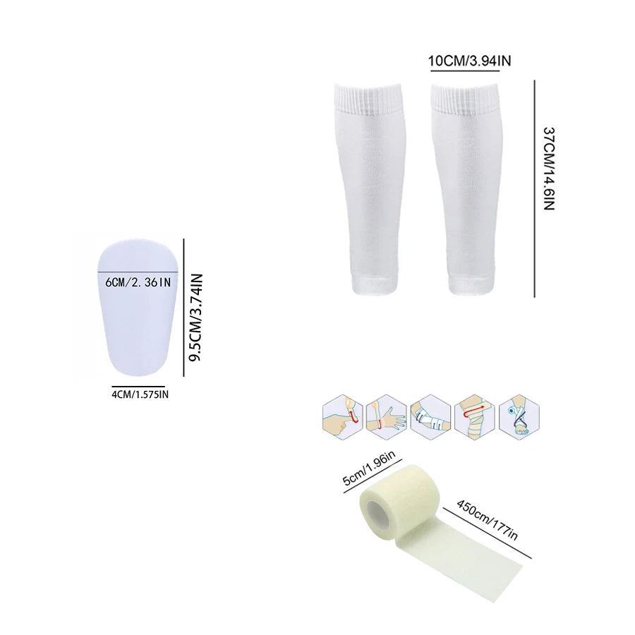 Grip Socks + Leg Sleeves + Mini Shin Pads + Athletic Tape